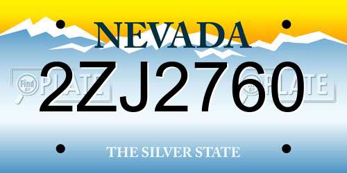 2ZJ2760 Nevada License Plate