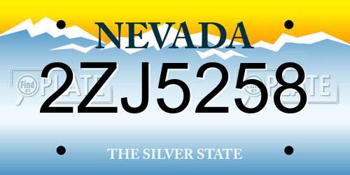 2ZJ5258 Nevada License Plate