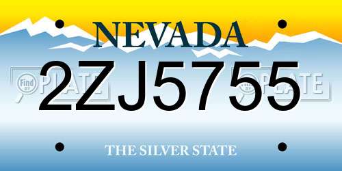 2ZJ5755 Nevada License Plate