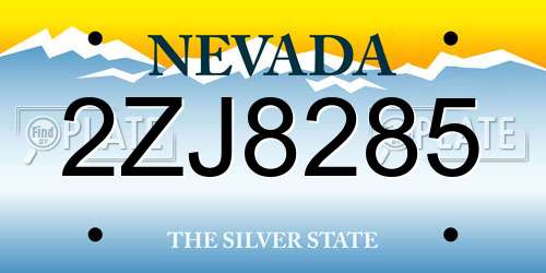 2ZJ8285 Nevada License Plate