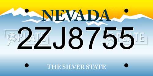 2ZJ8755 Nevada License Plate