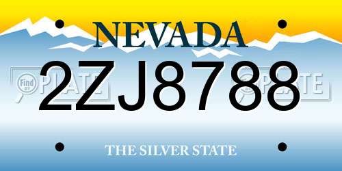 2ZJ8788 Nevada License Plate