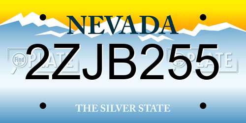 2ZJB255 Nevada License Plate