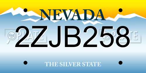 2ZJB258 Nevada License Plate