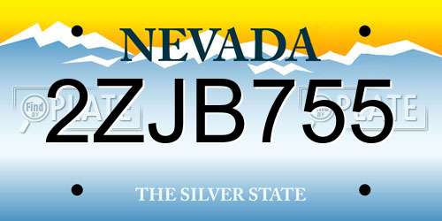 2ZJB755 Nevada License Plate