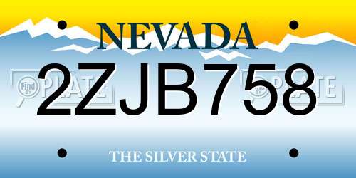2ZJB758 Nevada License Plate