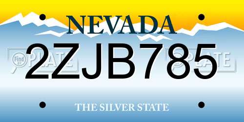 2ZJB785 Nevada License Plate