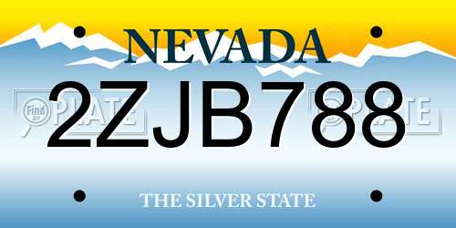 2ZJB788 Nevada License Plate