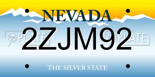 2ZJM92 Nevada License Plate