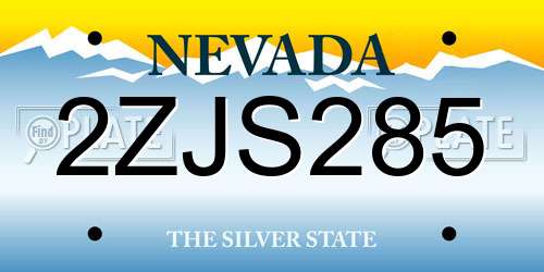 2ZJS285 Nevada License Plate