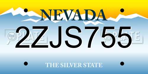 2ZJS755 Nevada License Plate