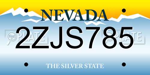 2ZJS785 Nevada License Plate