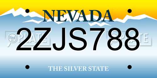 2ZJS788 Nevada License Plate