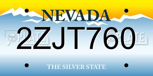 2ZJT760 Nevada License Plate