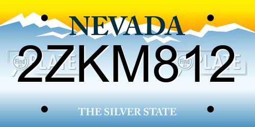 2ZKM812 Nevada License Plate