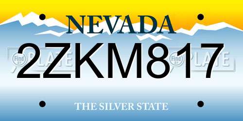 2ZKM817 Nevada License Plate
