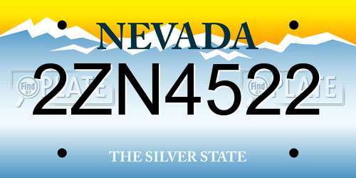 2ZN4522 Nevada License Plate