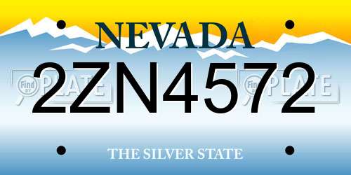 2ZN4572 Nevada License Plate