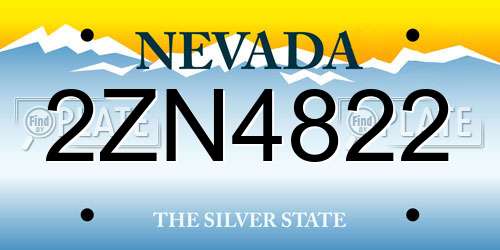 2ZN4822 Nevada License Plate