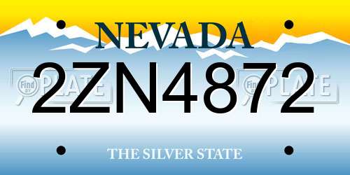 2ZN4872 Nevada License Plate
