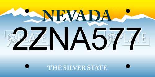 2ZNA577 Nevada License Plate