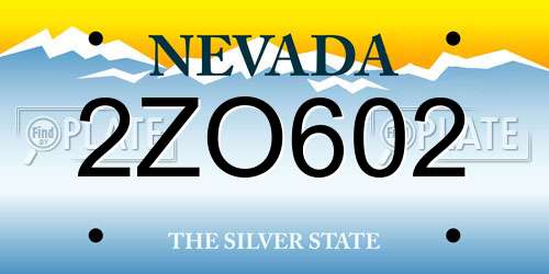 2ZO602 Nevada License Plate