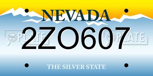 2ZO607 Nevada License Plate