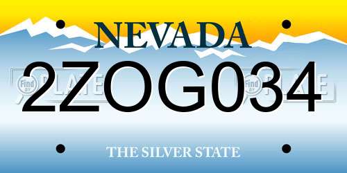 2ZOG034 Nevada License Plate
