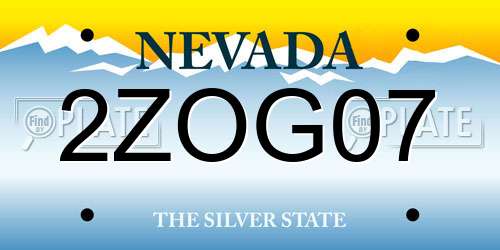 2ZOG07 Nevada License Plate