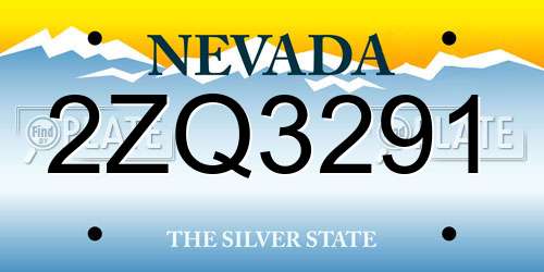 2ZQ3291 Nevada License Plate