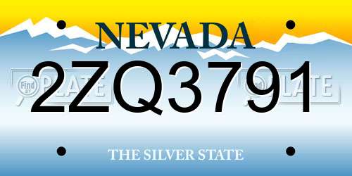 2ZQ3791 Nevada License Plate