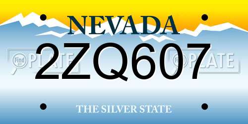 2ZQ607 Nevada License Plate