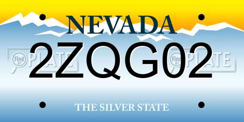 2ZQG02 Nevada License Plate