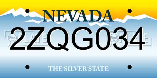 2ZQG034 Nevada License Plate