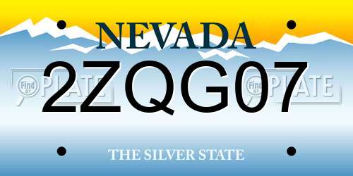2ZQG07 Nevada License Plate