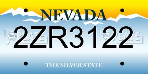 2ZR3122 Nevada License Plate