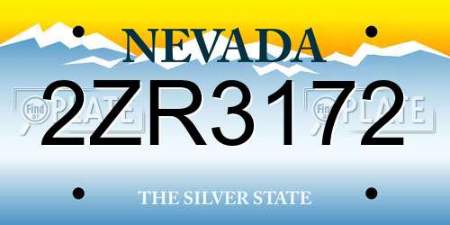 2ZR3172 Nevada License Plate