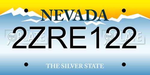 2ZRE122 Nevada License Plate