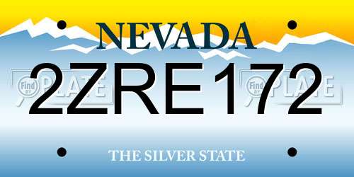 2ZRE172 Nevada License Plate