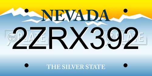 2ZRX392 Nevada License Plate