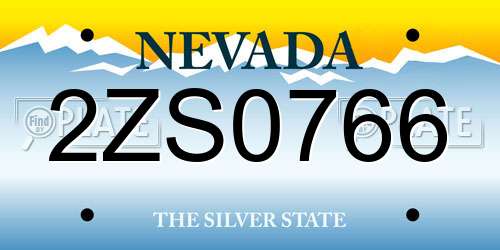 2ZS0766 Nevada License Plate