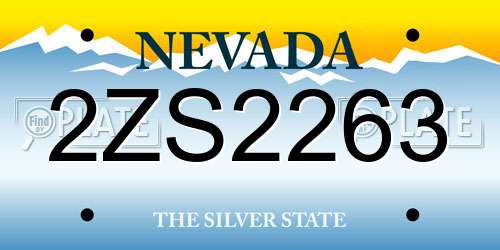 2ZS2263 Nevada License Plate