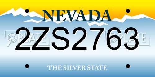 2ZS2763 Nevada License Plate