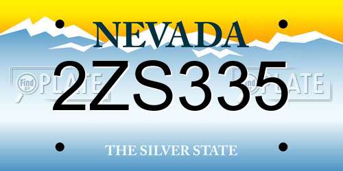 2ZS335 Nevada License Plate
