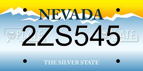 2ZS545 Nevada License Plate