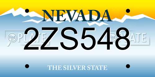 2ZS548 Nevada License Plate