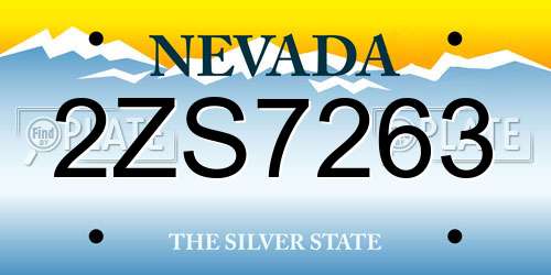 2ZS7263 Nevada License Plate