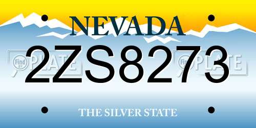 2ZS8273 Nevada License Plate