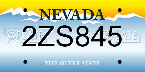 2ZS845 Nevada License Plate
