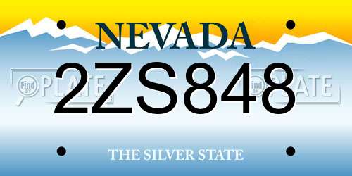 2ZS848 Nevada License Plate
